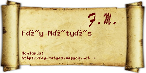 Fáy Mátyás névjegykártya